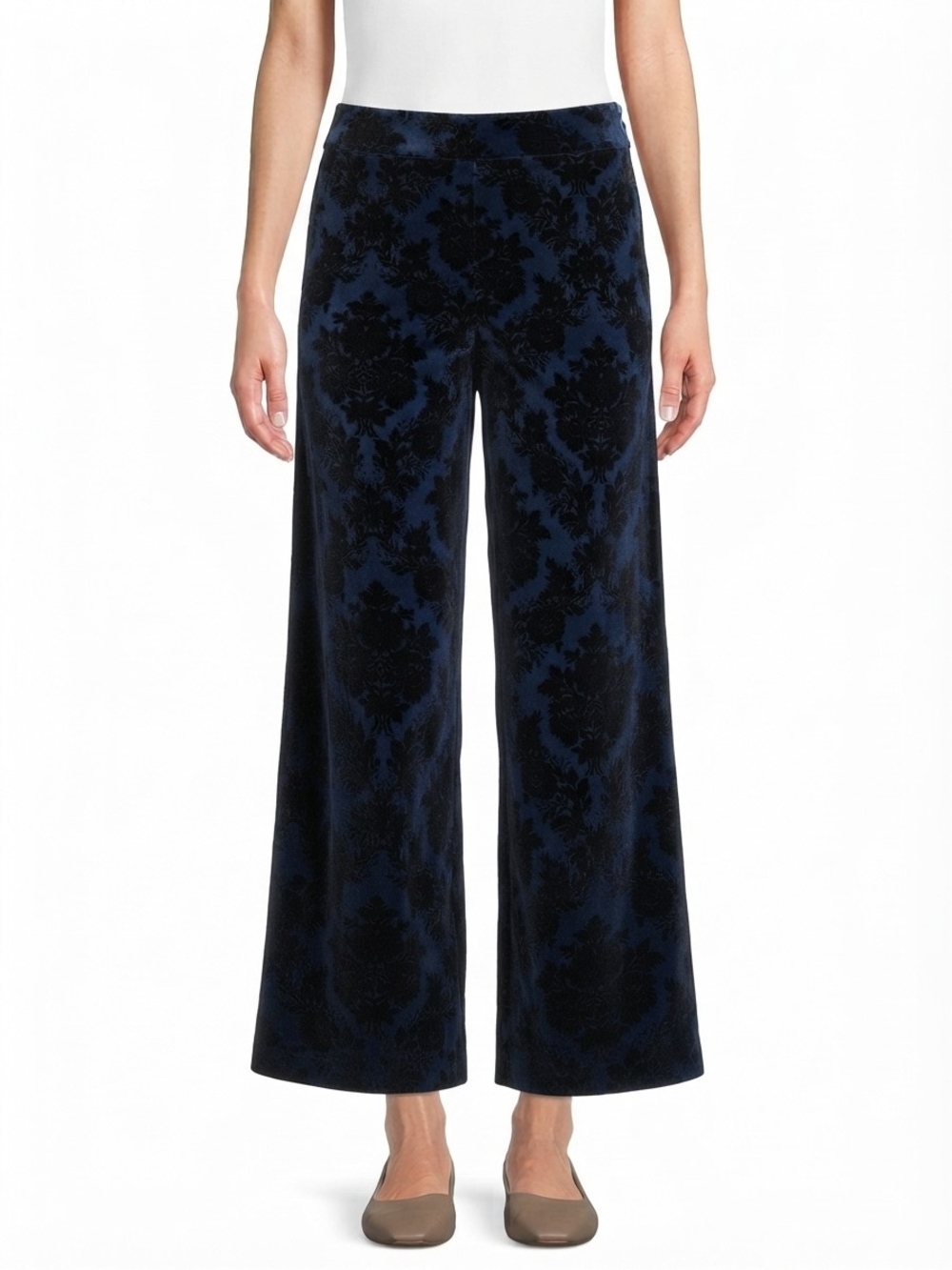 Anthropologie Collette Black Velvet Wide-Leg Pants Size M